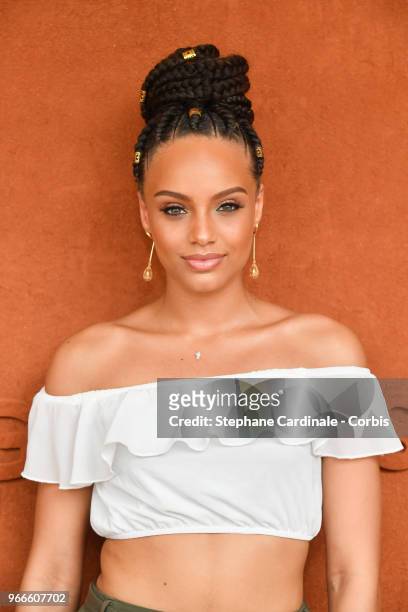 Miss France 2017 Alicia Aylies attends the 2018 French Open - Day Eight at Roland Garros on June 3, 2018 in Paris, France.