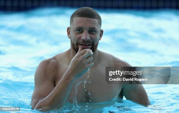 Nick Isiekwe of England takes part in a recovery session at the Beverley Hills Hotel on June 3, 2018 in Umhlanga Rocks, South Africa.