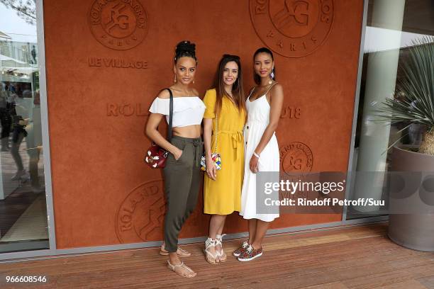 Miss France 2017 Alicia Aylies Miss France 2013 Marine Lorphelin and Miss France 2014 Flora Coquerel attends the 2018 French Open - Day Eight at...