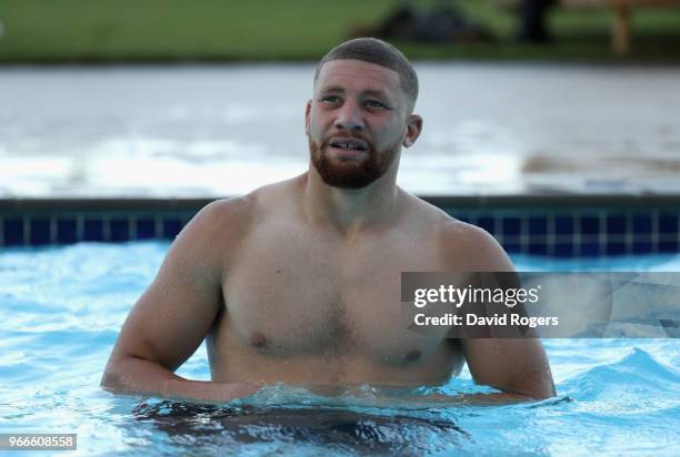 Nick Isiekwe of England takes part in a recovery session at the Beverley Hills Hotel on June 3, 2018 in Umhlanga Rocks, South Africa.