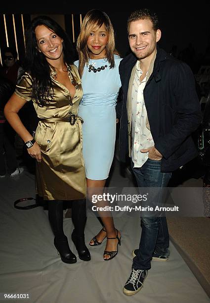 Emma Snowdon-Jones, Tia Walker and Zev Eisenberg attend Edition By Georges Chakra Fall 2010 during Mercedes-Benz Fashion Week at Bryant Park on...