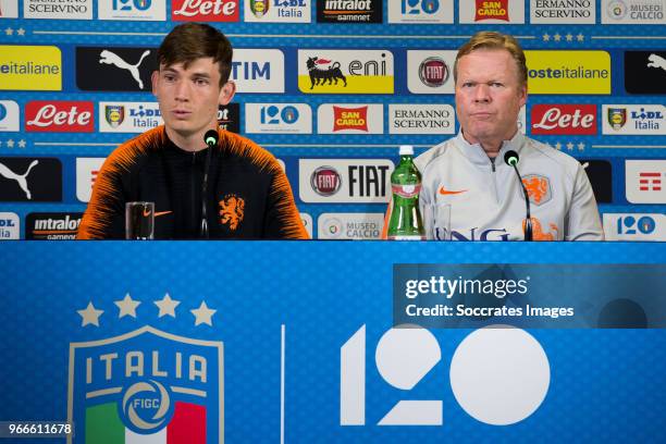 Marten de Roon of Holland, coach Ronald Koeman of Holland during the Training Holland in Turin at the Allianz Stadium on June 3, 2018 in Turin Italy