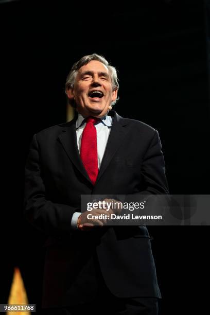 Gordon Brown, former British Prime Minister, at the Hay Festival on June 3, 2018 in Hay-on-Wye, Wales.