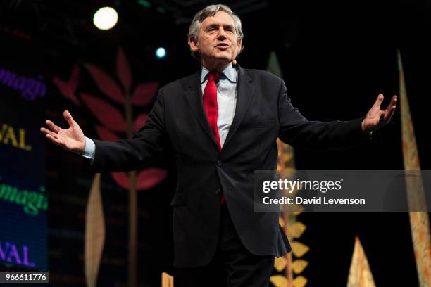 Gordon Brown, former British Prime Minister, at the Hay Festival on June 3, 2018 in Hay-on-Wye, Wales.
