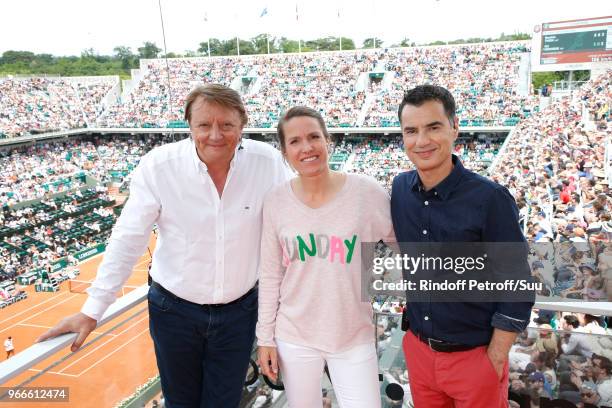 Tv journalist Lionel Chamoulaud, for who it is his last coverage of the french open after 31 year working on it, Tennis player Justine Henin and...