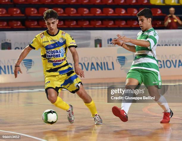 Player of Club San Paolo and player of Acquaesapone in action during "Finali Nazionali Allievi e Giovanissimi Calcio a Cinque" Youth Soccer Tornament...