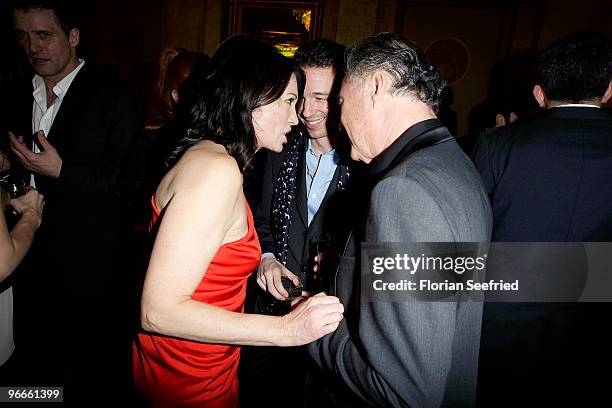 Actress Iris Berben and former husband Gabriel Lewy and son Oliver Berben attend the '60th Berlin Film Festival - FESTIVAL NIGHT 2010' at Palais am...