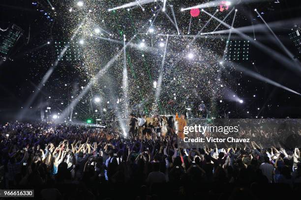 Balvin performs on stage during the MIAW Awards 2018 at Arena Ciudad de Mexico on June 2, 2018 in Mexico City, Mexico