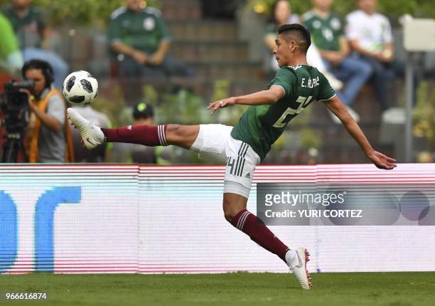 Mexico's defender Edson Alvarez during the friendly match between Mexico and Scotland at the Azteca stadium on June 2, 2018.