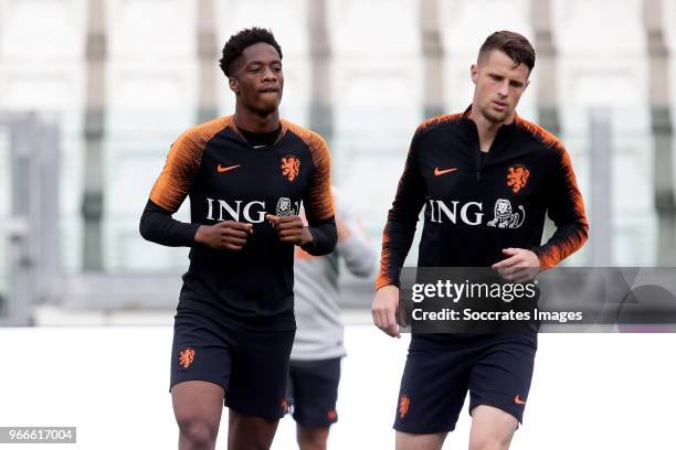 Terence Kongolo of Holland, Hans Hateboer of Holland during the Training Holland in Turin at the Allianz Stadium on June 3, 2018 in Turin Italy