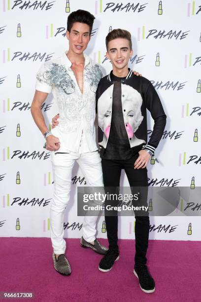 Justin Jedlica AKA "The Human Ken Doll' and Tyler Dyvig attend the PHAME Expo 2018 on June 2, 2018 in Los Angeles, California.