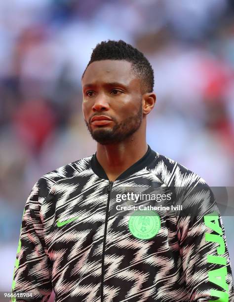 John Obi Mikel during the International Friendly match between England and Nigeria at Wembley Stadium on June 2, 2018 in London, England.