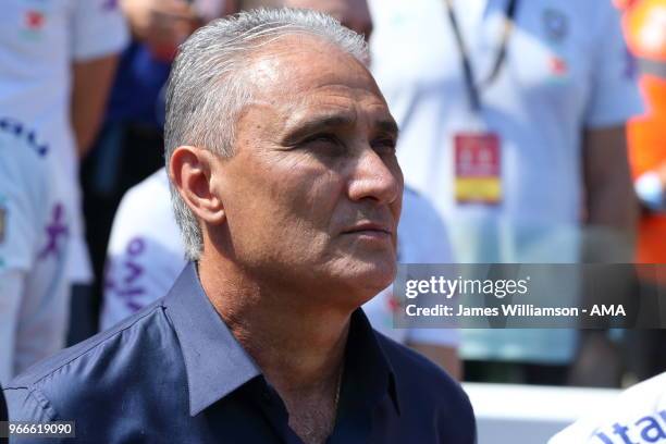 Brazil manager Tite during the International friendly match between Croatia and Brazil at Anfield on June 3, 2018 in Liverpool, England.