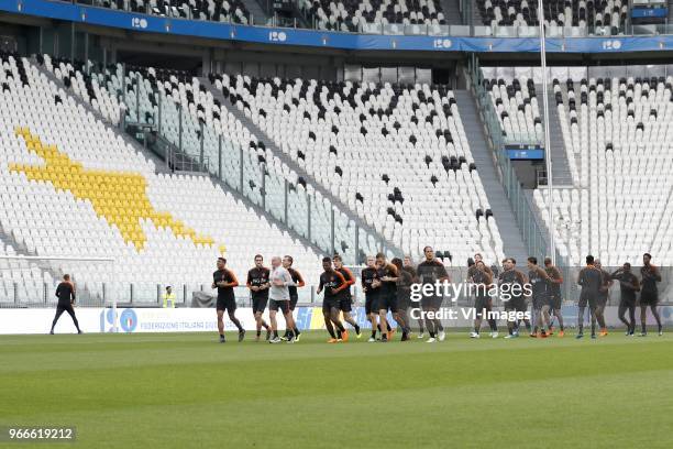 Patrick van Aanholt of Holland, Kevin Strootman of Holland, condition trainer Rene Wormhoudt of Holland, Ruud Vormer of Holland, Eljero Elia of...