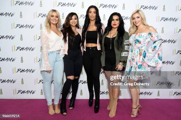 Kirby Johnson, Janet Tran, Natalie Eva Marie, Sonia Kiani and Amanda Paris attend the PHAME Expo 2018 on June 2, 2018 in Los Angeles, California.