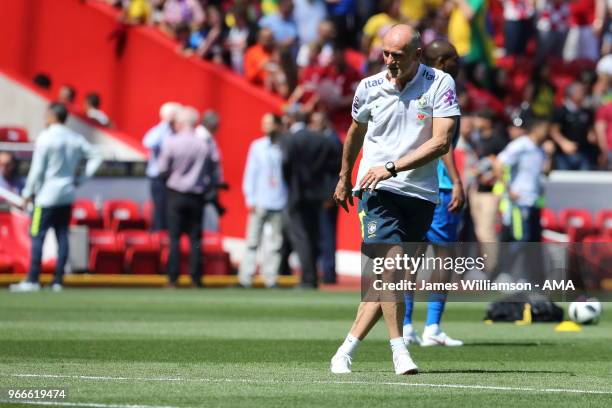 Brazil Goalkeeping coach Claudio Taffarel during the International friendly match between Croatia and Brazil at Anfield on June 3, 2018 in Liverpool,...