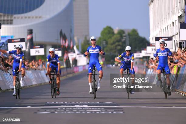 Arrival / Kasper Asgreen of Denmark / Philippe Gilbert of Belgium / Alvaro Jose Hodeg of Colombia / Yves Lampaert of Belgium / Enric Mas of Spain /...