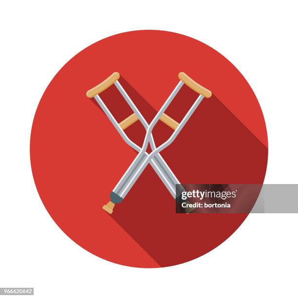 crutches flat design emergency services icon - crutch stock illustrations