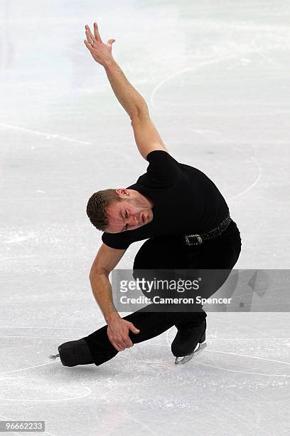 Kevin van der Perren of Belgium practices during figure skating training on day 2 of the Vancouver 2010 Winter Olympics at Pacific Coliseum on...