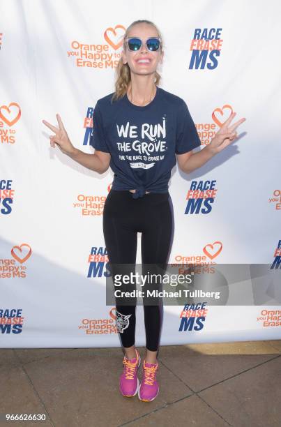 Model Olivia Jordan attends We Run The Grove for the Race To Erase MS at The Grove on June 3, 2018 in Los Angeles, California.