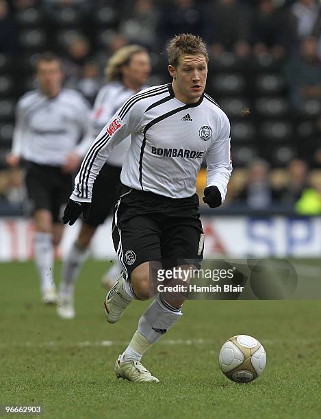 Kris Commons of Derby in action during the FA Cup sponsored by E.ON 5th Round match between Derby County and Birmingham City played at Pride Park...