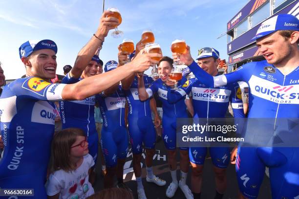 Podium / Yves Lampaert of Belgium / Philippe Gilbert of Belgium / Davide Martinelli of Italy / Kasper Asgreen of Denmark / Alvaro Jose Hodeg Chagui...