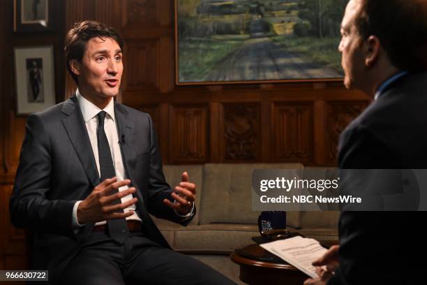 Canadian Prime Minister Justin Trudeau -- Pictured: Prime Minister Justin Trudeau and Moderator Chuck Todd in a pre taped interview at the Prime...