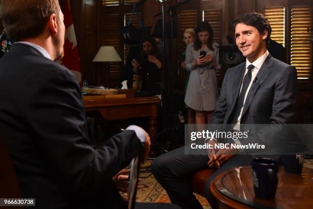 Canadian Prime Minister Justin Trudeau -- Pictured: Moderator Chuck Todd and Prime Minister Justin Trudeau in a pre taped interview at the Prime...