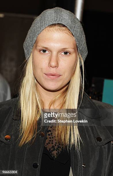 Model Alexandra Richards backstage at the Adam Fall 2010 Fashion Show during Mercedes-Benz Fashion Week at The Promenade at Bryant Park on February...