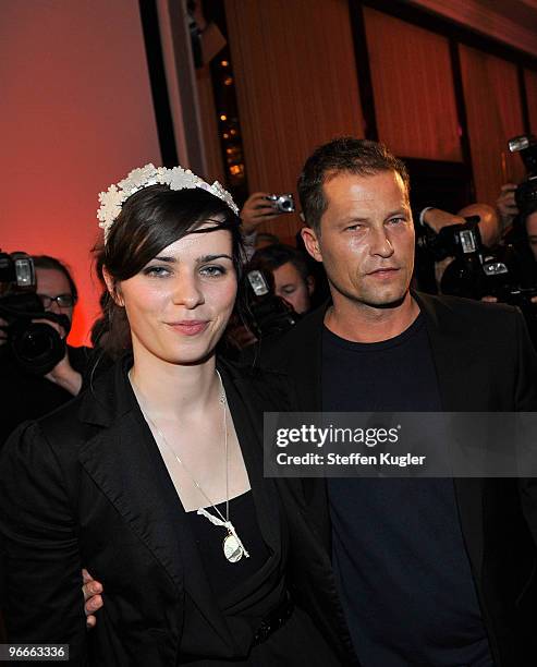 Actors Nora Tschirner and Til Schweiger attend the Medienboard Reception 2010 during day four of the 60th Berlin International Film Festival on...