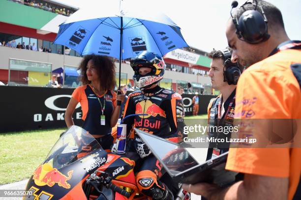 Brad Binder of South Africa and Red Bull KTM Ajo prepares to start on the grid during the Moto2 race during the MotoGp of Italy - Race at Mugello...
