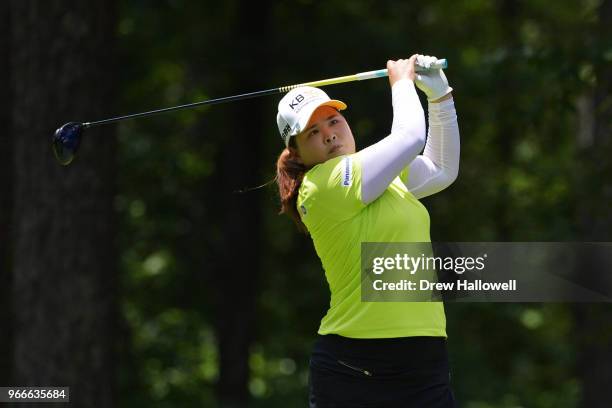 Inbee Park of South Korea plays her tee shot on the second hole during the final round of the 2018 U.S. Women's Open at Shoal Creek on June 3, 2018...