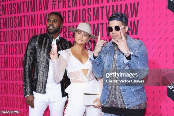 Jason Derulo, Sofia Reyes and De La Ghetto attend the MTV MIAW Awards 2018 at Arena Ciudad de Mexico on June 2, 2018 in Mexico City, Mexico