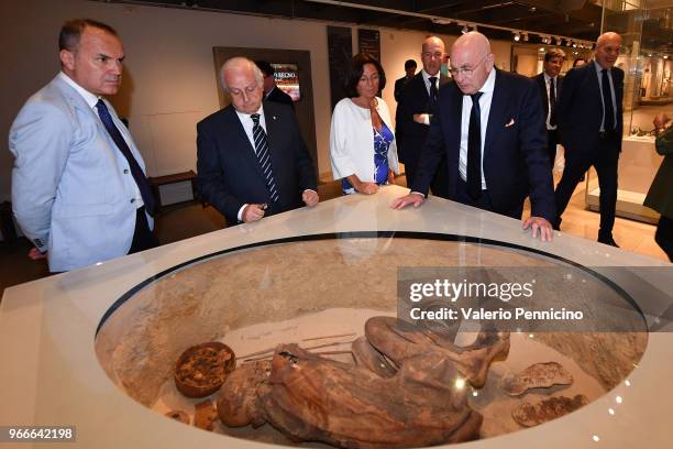 Michael Van Praag and Roberto Fabbricini attend during the Italy And Holland Delegations Dinner And Visit To Egyptian Museum on June 3, 2018 in...