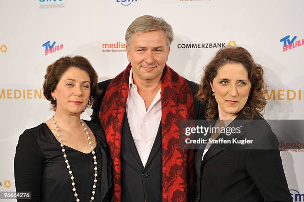 Kirsten Niehuus, Klaus Wowereit and Petra Mueller attend the Medienboard Reception 2010 during day four of the 60th Berlin International Film...