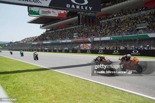 Pol Espargaro of Spain and Red Bull KTM Factory Racing leads the field during the MotoGP race during the MotoGp of Italy - Race at Mugello Circuit on...