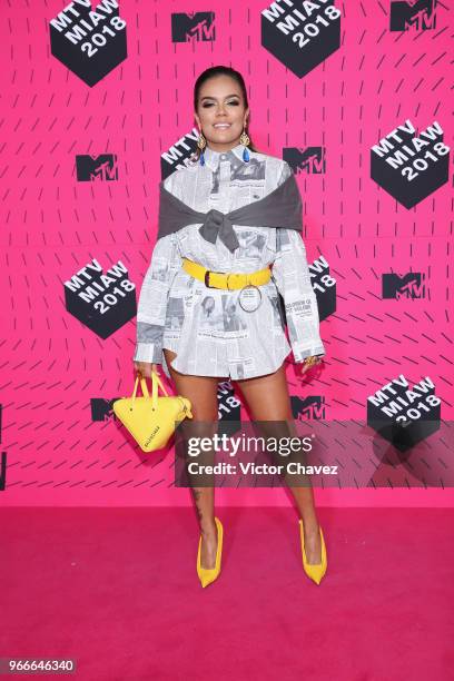 Karol G attends the MTV MIAW Awards 2018 at Arena Ciudad de Mexico on June 2, 2018 in Mexico City, Mexico