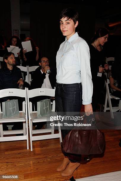 Buyer for J. Crew Tracy Rosenbaum attends the Karen Walker Autumn/Winter 2010 fashion show during Mercedes-Benz Fashion Week at the Altman Building...