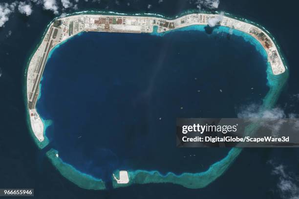DigitalGlobe via Getty Images imagery of Mischief Reef in the Soutn China Sea.