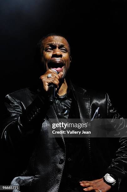 Singer Keith Sweat performs at James L. Knight Center on February 12, 2010 in Miami, Florida.