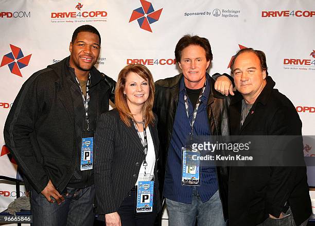 Pro Football great, Michael Strahan, Country Music singer, Patty Loveless, Olympic Gold Medalist, Bruce Jenner and Actor Jim Belushi during press...