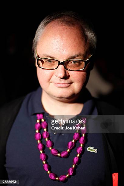 Mickey Boardman attends the Academy of Art University Fall 2010 fashion show during Mercedes-Benz Fashion Week at The Tent at Bryant Park on February...