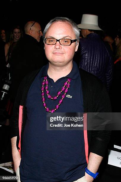 Mickey Boardman attends the Academy of Art University Fall 2010 fashion show during Mercedes-Benz Fashion Week at The Tent at Bryant Park on February...