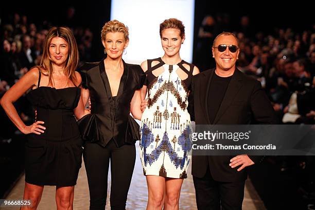 Fashion Director of Elle and Marie Claire Nina Garcia, singer Faith Hill, Heidi Klum and Michael Kors walk the runway at the Project Runway Fall 2010...