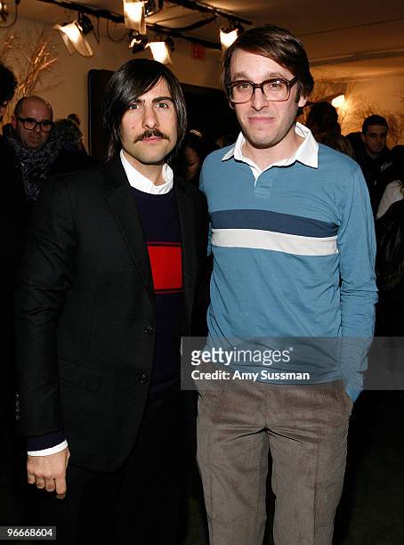 Actor Jason Schwartzman and designer Scott Sternberg pose at the Band Of Outsiders/Boy Fall 2010 Fashion Show during Mercedes-Benz Fashion Week at...