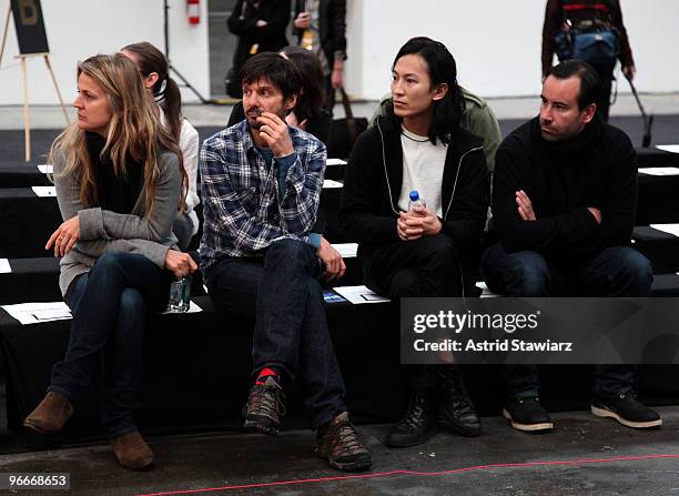 Designer Alexander Wang backstage at the Alexander Wang Fall 2010 Fashion Show during Mercedes-Benz Fashion Week at Pier 94 on February 13, 2010 in...