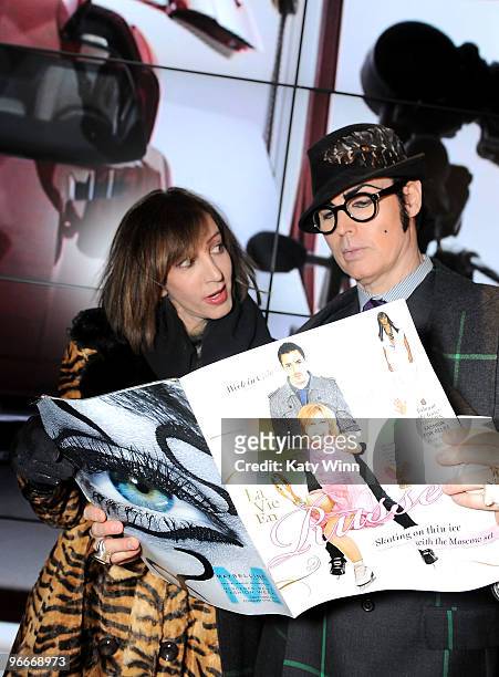 Journalist Merle Ginsberg and Patrick McDonald attend Mercedes-Benz Fashion Week at Bryant Park on February 13, 2010 in New York City.