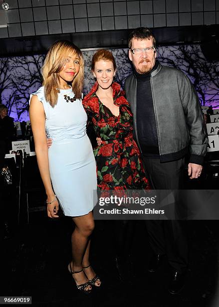 Blogger Tia Walker, TV Personality Alex McCord and Simon van Kempen attend Zang Toi Fall 2010 during Mercedes-Benz Fashion Week at Touch on February...