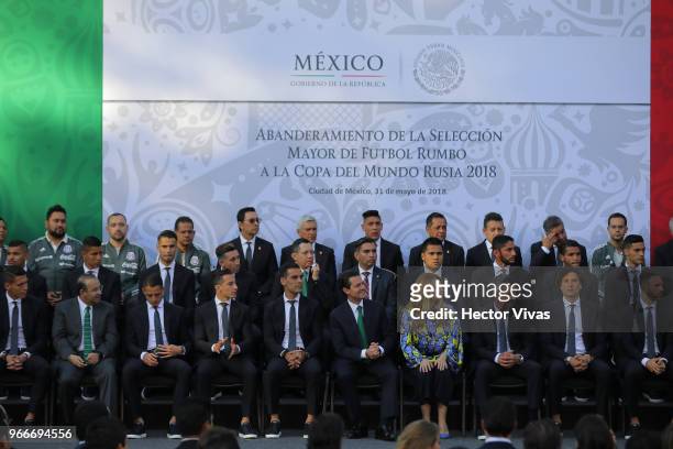 Mexico CITY, Mexico Team of Mexico and Enrique Pena Nieto, President of Mexico during the farewell ceremony for the Mexico National Team ahead its...