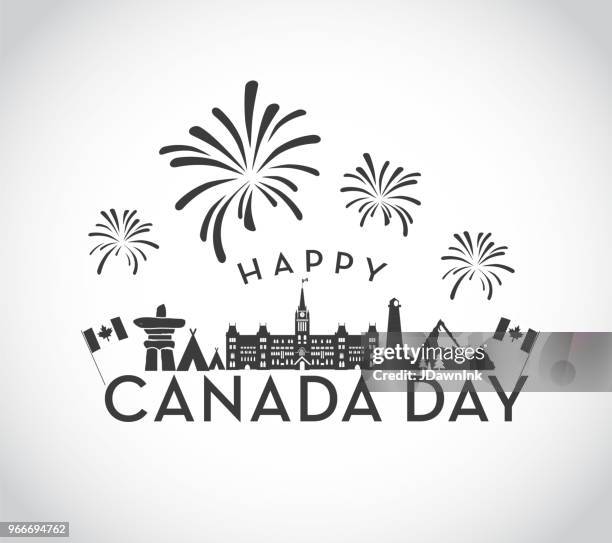 canada day celebration emblem design template - canada day party stock illustrations